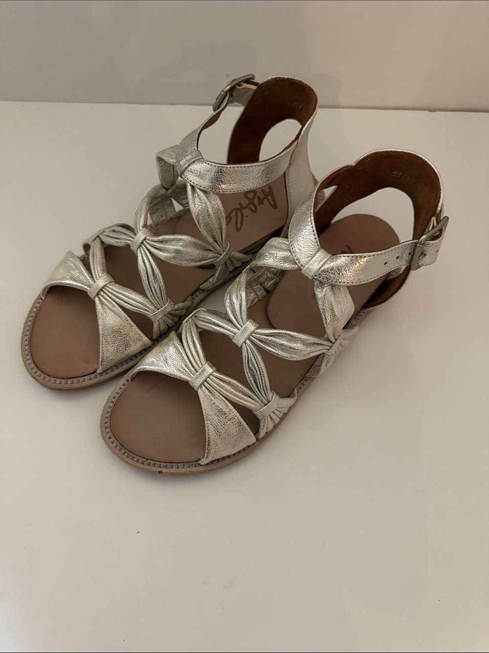 Argila Metallic Silver Knotted Leather Women's Sandals